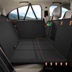 BMaoBBo Hundedecke Auto Rückbank[127x62cm],Wasserdicht,Kratzfest mit Hartschale (300 Pfund Traglast),Rücksitzschutz für SUV & Familienauto,Abnehmbar, Waschbar mit Belüftungsnetz & Tasche (Schwarz)