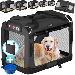 CADOCA&reg; Hundebox XXL 90x60x66cm faltbar atmungsaktiv robust Auto Hundetransportbox Transporttasche Haustiertransportbox Hundetragetasche Anthrazit