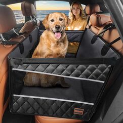 MIXJOY Hunde Autositz Extra Stabiler, Hundesitz Auto Wasserdichter Rutschfester Hundeautositz Hundesitz Mittlere/Gro&szlig;er Hunde, Verst&auml;rkter Hundesitz Auto R&uuml;ckbank mit 4 Befestigungsgurten