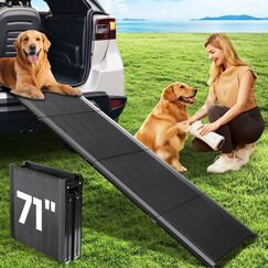 Hunderampe Auto Klappbar, Extra Lange 180cm Hunderampe Auto Gro&szlig;e Hunde, rutschfest Hunderampen f&uuml;r Autos, SUV, LKW & Outdoor Treppen, 44cm Breiter Hunde Rampe f&uuml;r Gro&szlig;e Und Mittel Hunde Bis 110kg