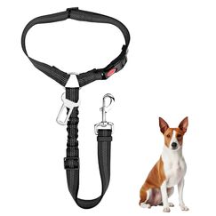 Lxtness Hundegurt f&uuml;rs Auto, Verstellbarer Anschnallgurt Hund Auto mit Kopfst&uuml;tze, Universalschnalle und einstellbarem, Elastischer Hunde Anschnallgurt f&uuml;r Kleine Hunde, Mittelgro&szlig;e Welpen-schwa