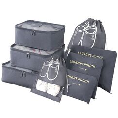 Vicloon Koffer Organizer, 8-in-1-Set Gep&auml;ck Organizer, wasserdichte Reise Kleidertaschen umfassen 2 Schuhbeutel, 3 Packw&uuml;rfel und 3 Aufbewahrungsbeutel, f&uuml;r Kleidung Schuhe Kosmetik - Grau