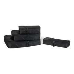Amazon Essentials 4-teiliges Packwürfel-Reisezubehörset, Gepäckorganizer mit Doppelreißverschluss, Netzoberseite, 100% Polyester, klein/mittel/groß/schmal, schwarz (früher Amazon Basics)