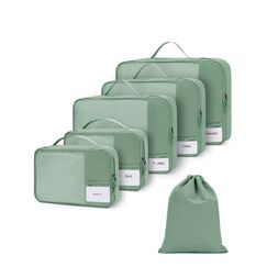 ECOHUB Koffer Organizer Set, 6-teilige Packing Cubes mit ID-Tag, Recycelte Packw&uuml;rfel f&uuml;r Reisen, Leichte Packtaschen f&uuml;r Koffer, Atmungsaktiver Travel Rucksack Organizer, Patent anh&auml;ngig (Gr&uuml;n)