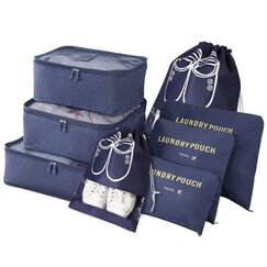Vicloon Gep&auml;ck Organizer, 8-in-1-Set Koffer Organizer umfassen 2 * Schuhbeutel, 3 * Packw&uuml;rfel und 3 * Aufbewahrungsbeutel, Reise Kleidertaschen f&uuml;r Kleidung Schuhe Unterw&auml;sche Kosmetik (Dunkelblau)