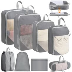 Vautvis Koffer Organizer Set, 8 Packing Cubes Compression Backpack, Packw&uuml;rfel Kompression, Koffer Organizer Kompression, Kofferorganizer, Travel Essentials Reise Camping Zubeh&ouml;r & Wander Ausr&uuml;stung