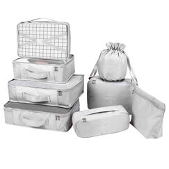 Koffer Organizer Reise Kleidertaschen 8 Sets/7 Farben Travel Gep?ck Organisatoren enthalten wasserdichte Schuh-Aufbewahrungsbeutel Bequeme Kompressions Beutel f&uuml;r Reisen ,Grau