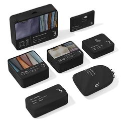 Koffer Organizer, Yomisee Packing Cubes 7 Teilige Koffer Organizer Set Packw&uuml;rfel Set Reise Kleidertaschen Travel Organizer Packtaschen f&uuml;r Koffer (Schwarz)