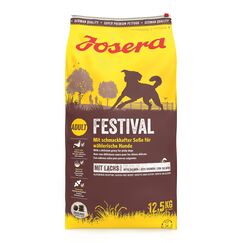 JOSERA Festival (1 x 12,5 kg) | Adult | Premium Trockenfutter für ausgewachsene wählerische Hunde | Lachs & Geflügel | leckerer Soßenmantel - auch zum Einweichen | weizenfrei | Hundefutter | 1er Pack