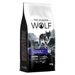 The Hunger of the Wolf Hundefutter für ausgewachsene Hunde aller Rassen, Fein zubereitetes Trockenfutter mit Lamm und Reis - 14 kg