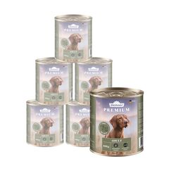 Dehner Premium Hundefutter Adult | Nassfutter für ausgewachsene Hunde | Allergiker | Rind, Wild| schnittfest | ohne künstliche Zusätze | getreidefrei | mit viel Fleisch Premiumqualität | 6 x 800 g