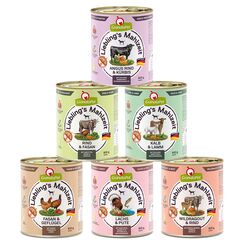 GranataPet Liebling's Mahlzeit Multipack 2, Nassfutter für Hunde im Probierpaket, Alleinfuttermittel ohne Getreide, Hundefutter mit hohem Fleischanteil & hochwertigen Ölen, 6 x 800 g