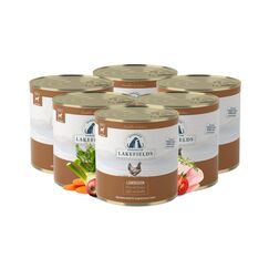 Lakefields Premium Hundefutter Nass | Huhn 61% | 6 x 800g | Getreidefreies Nassfutter für Hunde | Natürliche Zutaten in Lebensmittelqualität | Karotten, Kartoffeln & Apfel | Schonend gegart