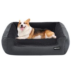 HMTOPE Hundebett, Hundesofa, Hundekissen, Hundekörbchen Abnehmbar und waschbar, Dunkelgrau, 90 x 75 x 25 cm