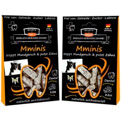 Qchefs 2er Pack MMINIS Zahnpflege-Snack für kleine Hunde bei Mundgeruch & Leckerlis zum Plaque & Zahnstein entfernen mit natürlich antibakterieller Zahnreinigung ohne Dentalspray oder Zahnbürste