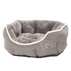 Dehner Lieblinge Hundebett und Katzenbett Sammy, oval, ca. 45 x 40 x 14 cm, Polyester, grau