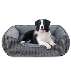 JOEJOY Hundebett Mittelgroße Hunde, Hundekorb Waschbar Flauschig, Plüsch rutschfeste Hundebetten, 76x61x23cm, Hundekörbchen für Mittelgroße und Große Katzen und Hunde