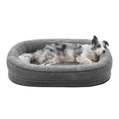 Pawk Orthopädisches Hundebett Mittelgroße Hunde, 89x63cm Vierseitiges Nackenrolle Hundebett Orthopädisch, Memory Foam Hundekorb Wasserdicht rutschfest, Hundebetten Abnehmbar und Waschbar Outdoor, Gris