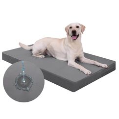 Favodormir Orthopädisches Hundebett Grosse Hunde 119x73cm,Abnehmbare Wassericht Kunstleder-Hülle Hundekissen Hundematratze für große Hunde,Komfortable & Kühlende Für Innen- Und Außenbereich,Grau