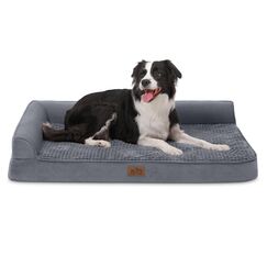 COZY KISS Orthopädisches Hundebett, 19cm Dicke Hundesofa für Mittelgroße Hunde, Abnehmbar und Waschbar Hundecouch, rutschfeste Unterseite, Wasserdichtes Innenfutter (Gris-L-Type, L(107 * 76 * 19CM)