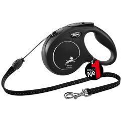 flexi® Classic M Seil 5 m schwarz, Roll-Leine für Hunde bis 20 kg