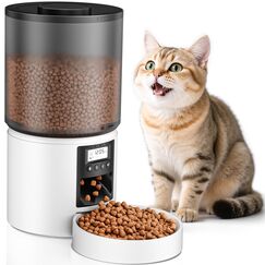 Futterautomat Katze 4 L, Katzenfutter Automat mit Timer 1-6 Mahlzeiten/Tag, Automatischer Futterspender für Katzen & Hunde, Pet Feeder Cat mit Sprachaufnahme 10 Sekunden für kleine/mittlere Haustiere