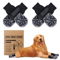 2 Paar Anti-Rutsch-Hundesocken, Weiche Socken für den Pfotenschutz von Hunden mit verstellbarem Klettverschluss für Innenbereich