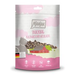 MjAMjAM - Premium Katzensnack - Snackbag - kulinarischer Wildlachs, 1er Pack (1 x 125 g), naturbelassen ganz ohne synthetische Konservierungsstoffe