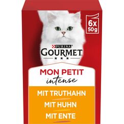 Gourmet Mon Petit Intense Katzenfutter nass, Geflügel-Variationen, 8er Pack (8 x 6 Beutel à 50g)