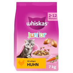 Whiskas Junior Trockenfutter Huhn, 7kg (1 Packung) - Katzentrockenfutter für heranwachsende Katzen - Extra kleine Kibbles für Kätzchen (2-12 Monate) - unterschiedliche Produktverpackungen erhältlich