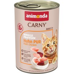 animonda Carny Adult Single Protein Huhn pur (6 x 400 g), Katzennassfutter mit nur einer Proteinquelle, Nassfutter für ausgewachsene Katzen, Katzenfutter ohne Getreide und Zucker