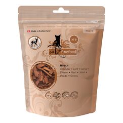 catz finefood Meatz Katzen Leckerlies Hirsch N° 9 - knusprige Streifen aus Hirschfleisch - gegrillt und getrocknet - Katzensnack ohne Zucker, getreidefrei, 45g