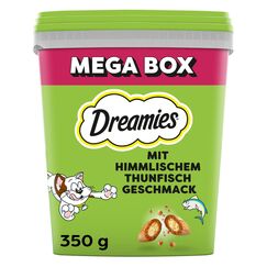 Dreamies Klassiker Katzensnacks mit Thunfisch – Traumhaft knusprige Taschen mit zarter Füllung – 2 x 350g