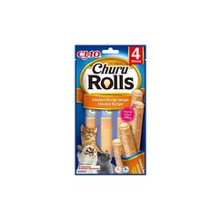 INABA Churu Rolls mit 60% Hühnerfleisch Katzen Leckerlies, Getreidefrei, Zuckerfrei, Perfekt zum Verstecken von Tablette, Keine Nebenerzeugnisse, Weiche und Saftige Kausnacks Kausticks Cat Treats 40g