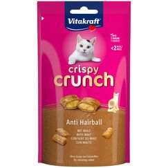 Vitakraft Crispy Crunch Classic, Katzen Leckerli, knuspriger Katzensnack gefüllt mit Malz, im wiederverschließbaren Beutel, ohne Zusatz von Zucker (1x 60g)