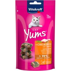 Vitakraft Cat YUMS, Katzen Leckerli, weicher Katzensnack gefüllt mit Huhn und Katzengras, im wiederverschließbaren Beutel, ohne Zusatz von Zucker (1x 40g)