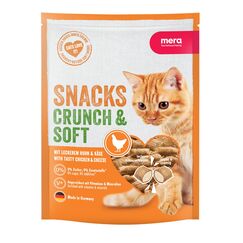 MERA Crunch & Soft mit Huhn & Käse (200g), köstliche Katzen Leckerlies, nahrhafte Katzensnacks voller Vitamine und Mineralien, Katzenleckerlis mit cremiger Füllung