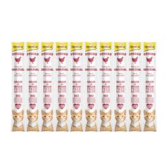 GimCat Sticks Geflügel - Softe Kaustangen mit hohem Fleischanteil und ohne Zuckerzusatz - 1 Multipack (10 Sticks)