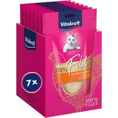 Vitakraft Premium, Katzen Leckerli, mageres Hühnchenfilet, Vorratsgröße, hypoallergen, ohne Zusatz von Getreide (7X 70g)