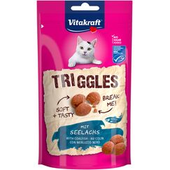 Vitakraft Triggles, Katzensnack, mit Seelachs, Mini-Häppchen zum Verwöhnen, ohne Zusatz von Zucker (1x 40g)