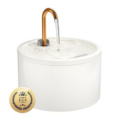 Keimi Katzenbrunnen Keramik, 2.1L Trinkbrunnen für Katze, Leiser Wasserspender für Haustiere, Katzenbrunnen für mehrere Haustiere, Filter für sauberes Wasser, Hygienisch und leicht zu reinigen, Weiße