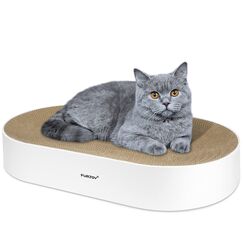 Furjoy Katzen Kratzbrett, 63 x 35 x 10 cm, Ovale Kratzmöbel, Kratzmatte, Lounge, Kratzschale für Katzen mit Katzenminze [ Home Clean Design mit Kratzbox]