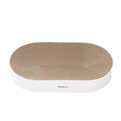 PetRhein Zen Paw Kratzbrett Katzenbett 63x35 cm Natur - Ergonomische Kratzmöbel aus Recyceltem Karton, Wasserfeste Basis, Braun