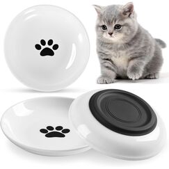 Auauraintt 3 Stück Katzennapf Keramik, mit Rutschfestem Gummiboden, Anti Whisker Fatigue Katzengeschirr Set, Flacher breiter Futter- und Wassernapf für Kätzchen,für Katzen und Kleintiere