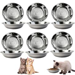 6 Stück Katzennapf Edelstahl 304 Material Futternapf Katze Katzen Napf Fressnapf Katze Wassernapf Katzenschüssel Katzen Katzennäpfe Katzenteller Futterschale für Kat-Zen Kleine Hunde (Typ A - 6 Stück)