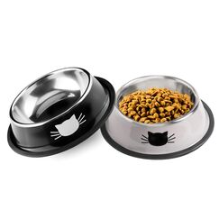Katzennäpfe,2 Stück Futternapf Katze, Futternapf Katze Set,fressnäpfe Katzen doppel,Futterschüssel Katze,Wasser Fütterung Schüssel,Fressnäpfe für Katzen Edelstahl