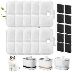 20 Stück Katzenbrunnen filter, Filter katzenbrunnen für Dockstream Trinkbrunnen für Katze PLWF105/PLWF115/PLWF005, Trinkbrunnen filter-Set, 10 Katzenfilter + 10 schwarze Schwämme