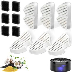 Cat Fountain Filter, 6 Pieces Filters + 6 Pieces Foam Filters for Cat Drinking Fountain, Filtering Hair (Sponge), Triple Filtration (Filter) Filtres de