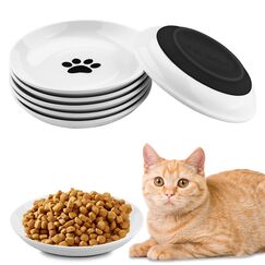 Vexillic Futternapf Katze, 6 Stück Katzennapf Keramik Katzenfutter Napf mit Rutschfestem Silikonboden, Fressnapf Katze für Katzen Kätzchen Hunde