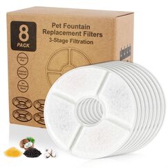 Wilktop Ersetzt Aktivkohle Filter Für Katze Wasser Trinken Brunnen Ersatz Filter Blume Für Pet Hund Runde Brunnen Spender，für Katzen und Hunde Wasserspender(8 Pack
